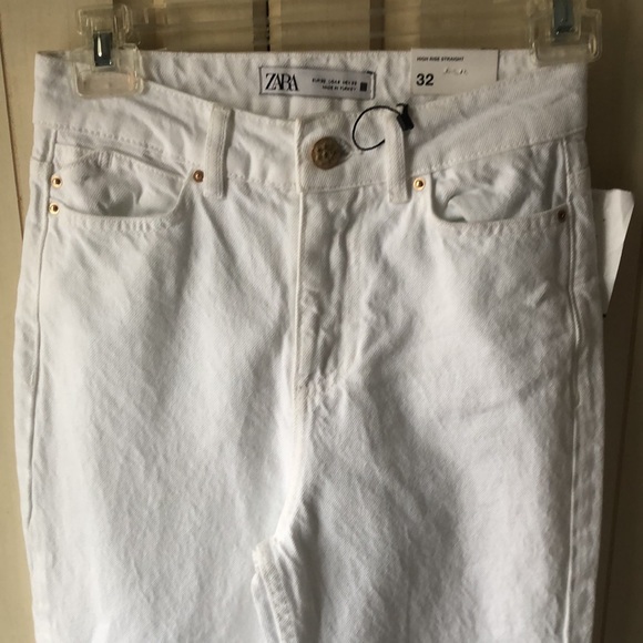 NWT • ZARA High Rise Straight White Denim Jean - Picture 3 of 15